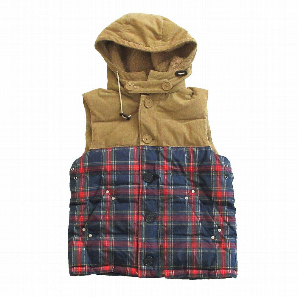 MACKINTOSH × BAND OF OUTSIDERS マッキントッシュ コーデュロイ ボアフード ダウンベストタータンチェック M メンズ 【中古】