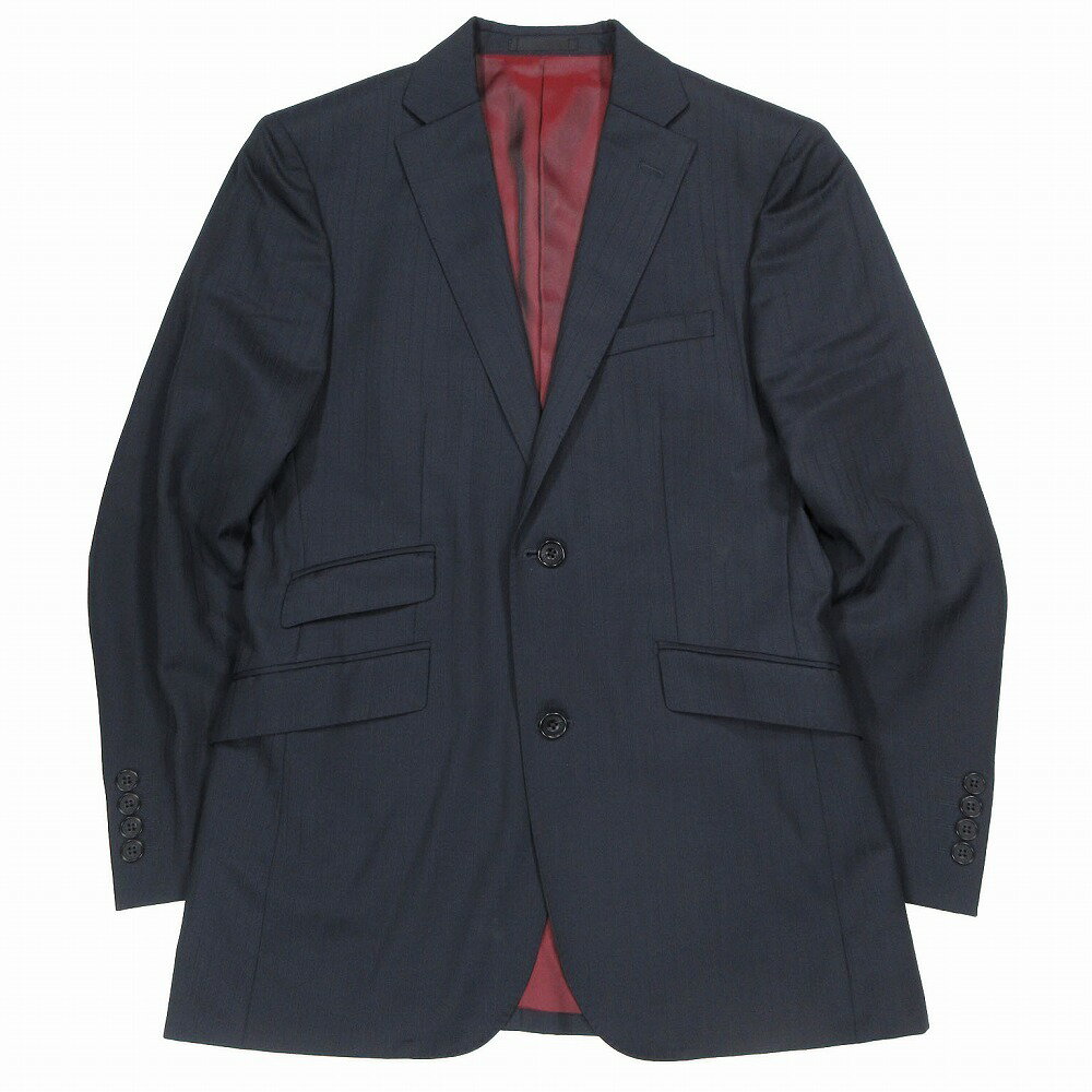 BURBERRY BLACK LABEL バーバリーブラックレーベル ストライプ柄 スーツ セットアップ Super 100s 38R ネイビー メンズ 【中古】