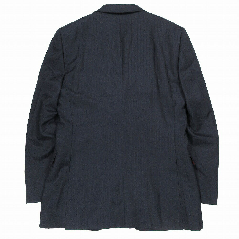 BURBERRY BLACK LABEL バーバリーブラックレーベル ストライプ柄 スーツ セットアップ Super 100s 38R ネイビー メンズ 【中古】