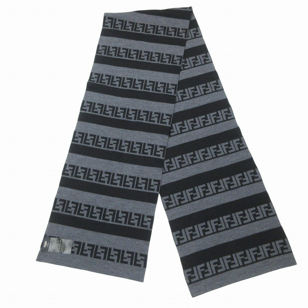 フェンディ FENDI 21AW メンズ 小物 スカーフ マフラー ユニセックス可 FFロゴライン入りウール100%マフラー FXS124 AH84 【中古】