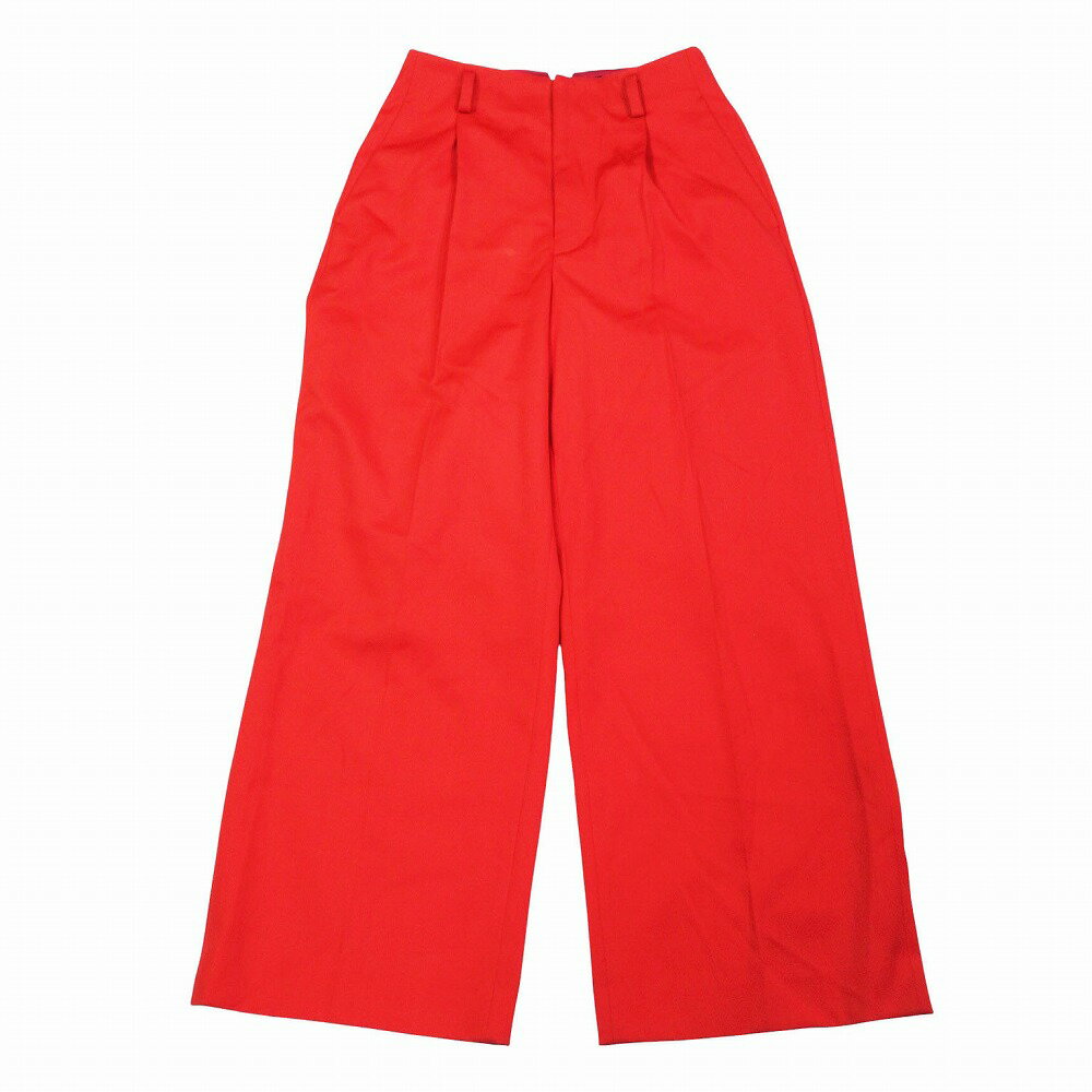 Drawer ドゥロワー サイドライン 側章 クロップド ワイドパンツ スラックス 6514-236-0731 レッド サイズ36 S レディース 【中古】