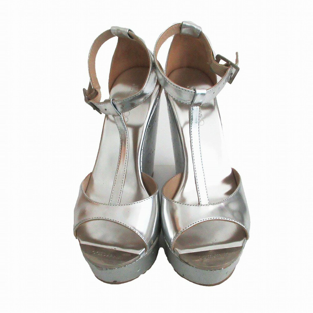 JIMMY CHOO ジミーチュウ Tストラップ ウェッジソール サンダル シューズ シルバー サイズ36.5 23.5cm レディース 【中古】
