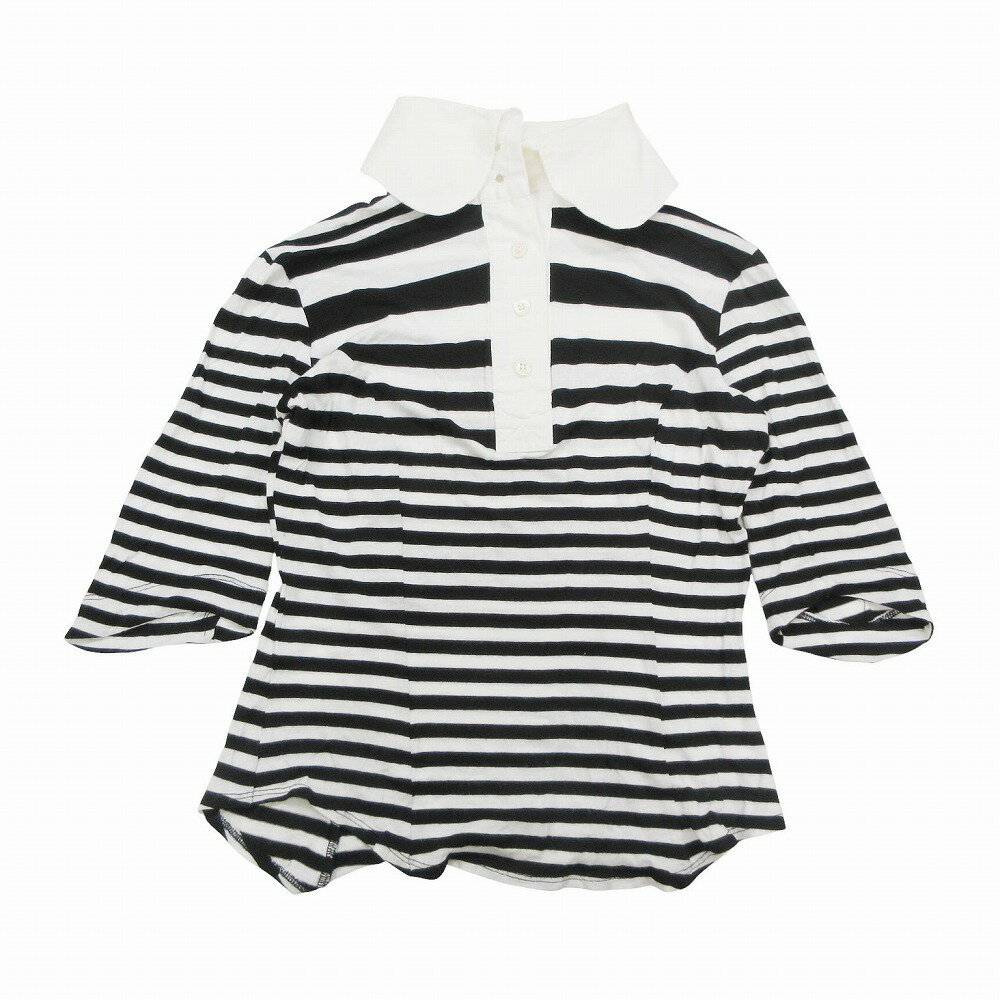 ヴィヴィアンウエストウッド アングロマニア Vivienne Westwood Anglomania ボーダー柄 ポロシャツ 半袖 S 黒白 レディース 【中古】