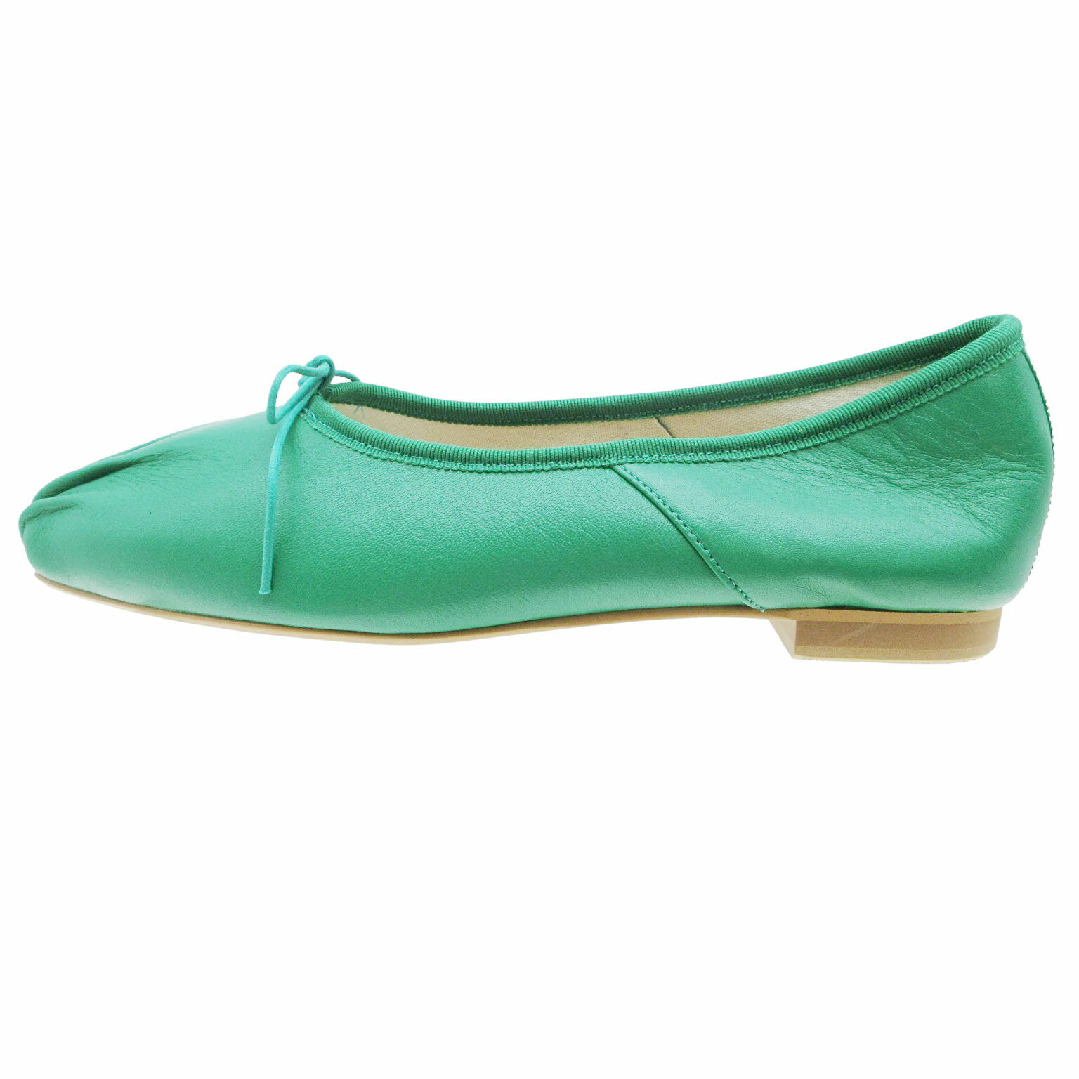 極美品 IENA イエナ バレエシューズ レザー リボン フラットシューズ 靴 サイズ37 23.5cm グリーン 緑 ..