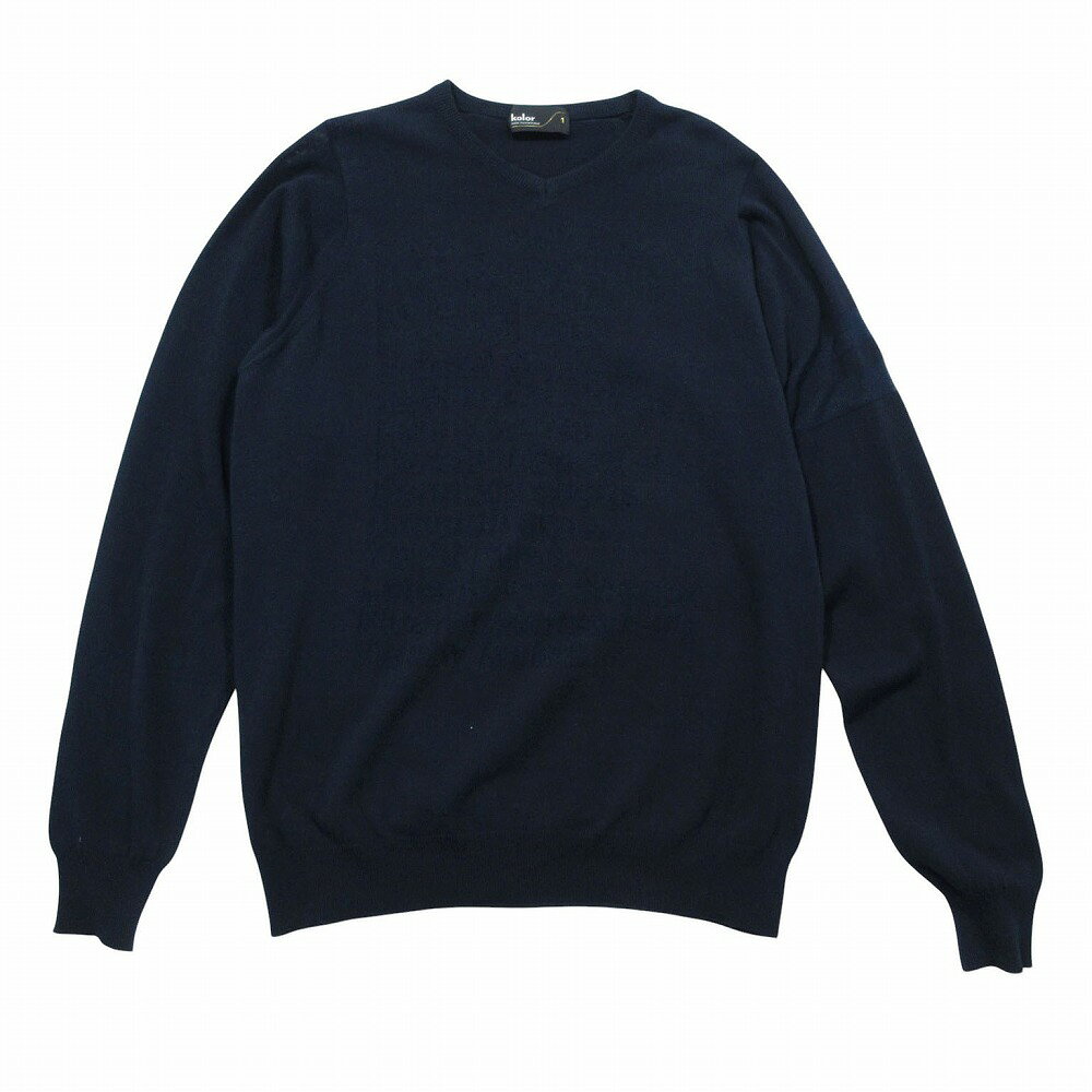 メンズ kolor 14AW Wool Knit ドロップシャーVクルーネックニット