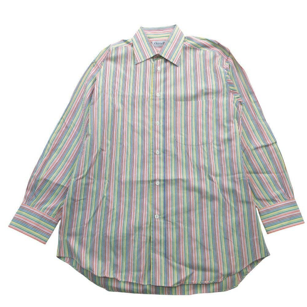 美品 Vintage Christian Dior クリスチャンディオール シャツ ドレスシャツ 長袖 トップス マルチストライプ 39.5 M メンズ 【中古】