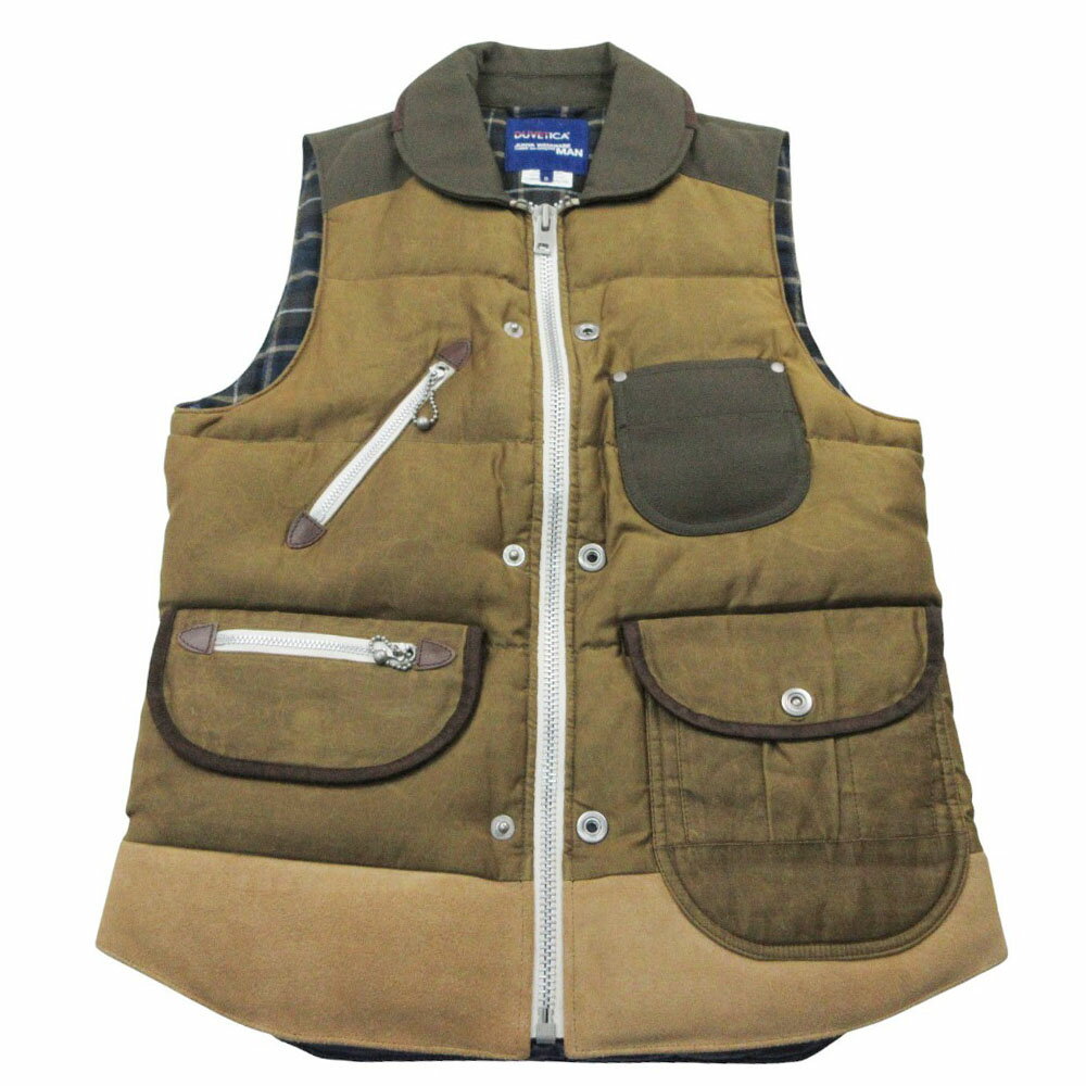 14ss ジュンヤワタナベマン JUNYA WATANABE MAN COMME des GARCONS DUVETICA ダウンベスト レザー切替 S キャメル メンズ 【中古】