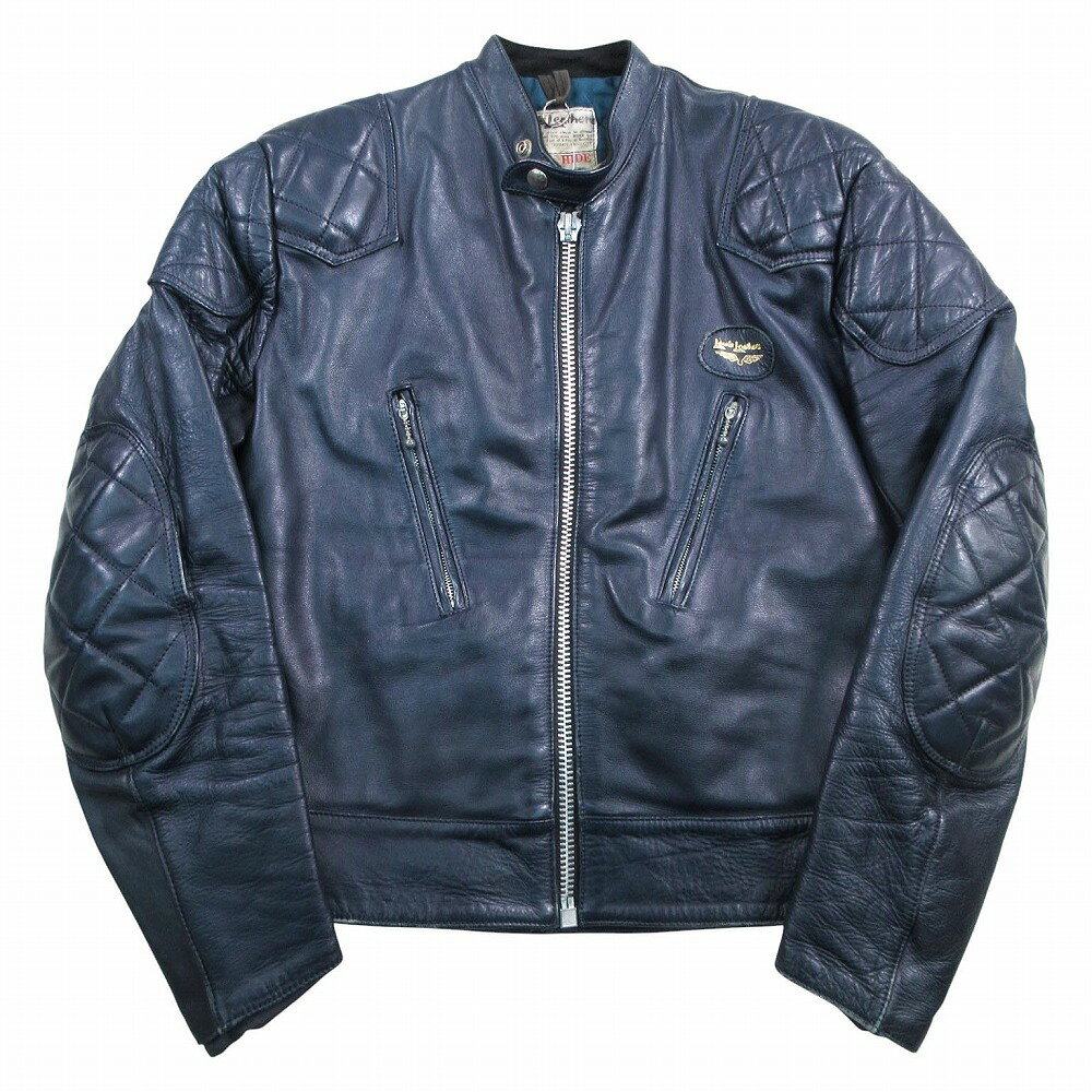 70s Vintage LewisLeathers ルイスレザー ジャケット シングルライダース 革ジャン スーパーファントム 40L ネイビー メンズ 【中古】