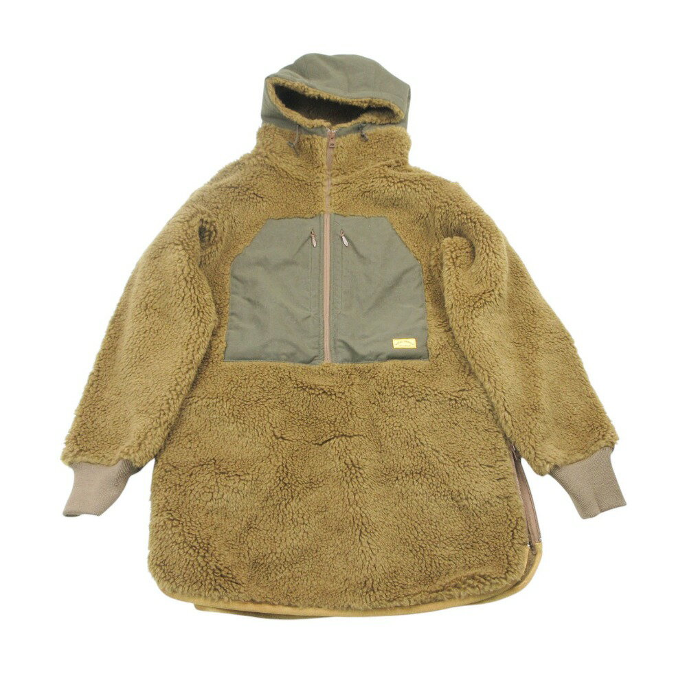 美品 ネイタルデザイン NATAL DESIGN BOA HOODY LONG ボアジャケット コート フーディ ハーフジップ XS ブラウン メンズ 【中古】