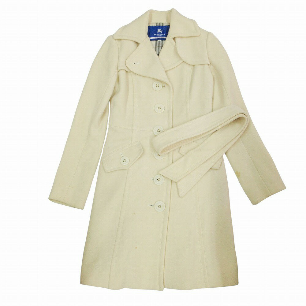 BURBERRY BLUE LABEL バーバリーブルーレーベル FNF21-762-02 ノバチェック裏地 ウール コート アイボリー サイズ38 S 【中古】