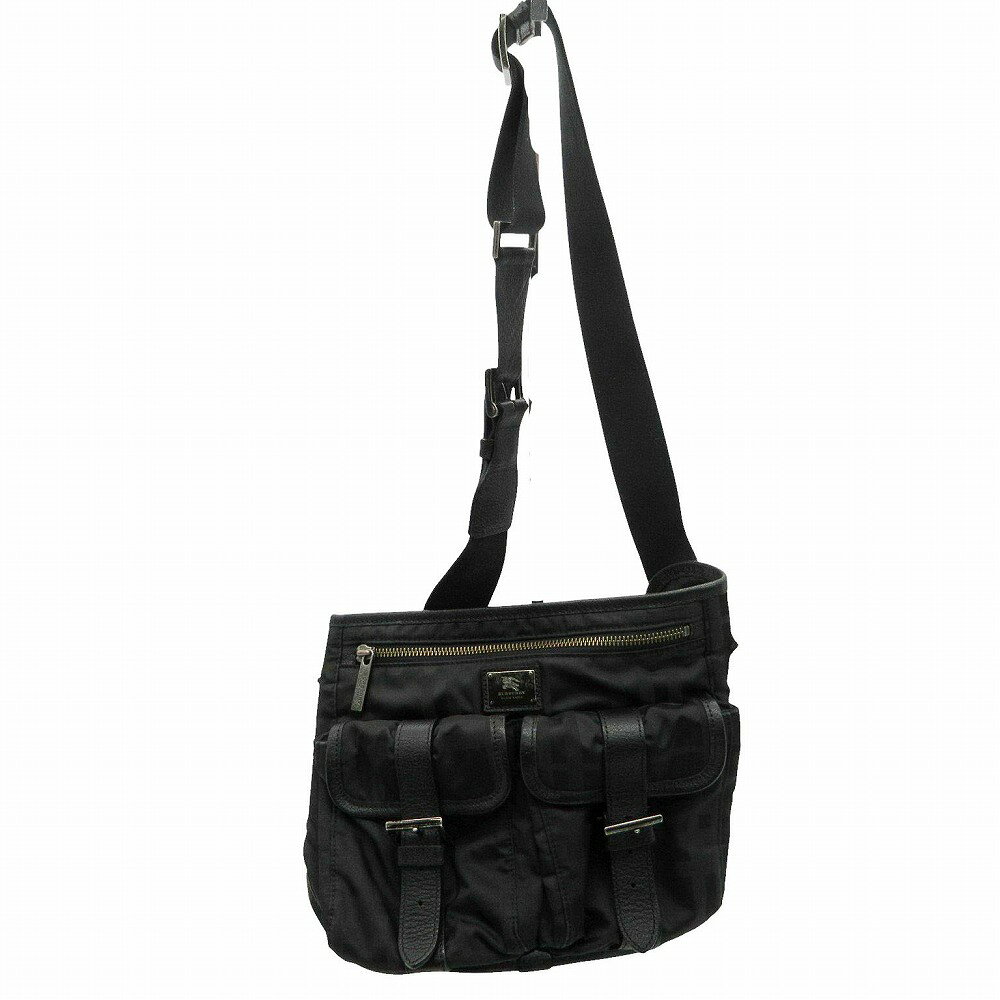 BURBERRY BLACK LABEL バーバリーブラックレーベル シャドーチェック柄 ボディバッグ ショルダーバッグ ブラック メンズ 【中古】