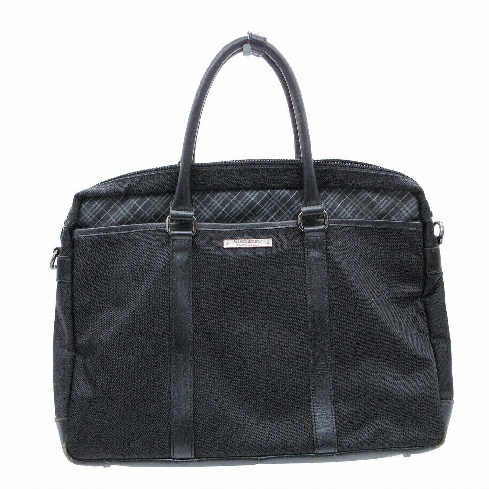 BURBERRY BLACK LABEL バーバリーブラックレーベル ノバチェック柄 ブリーフケース ビジネスバッグ ブラック メンズ 【中古】