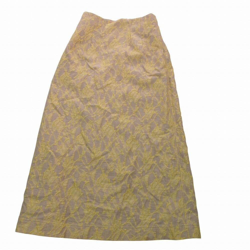 GREED INTER NATIONAL グリードインターナショナル SPLASH JACQUARD スカート ロング マキシ丈 S ベージュ 黄 レディース 【中古】