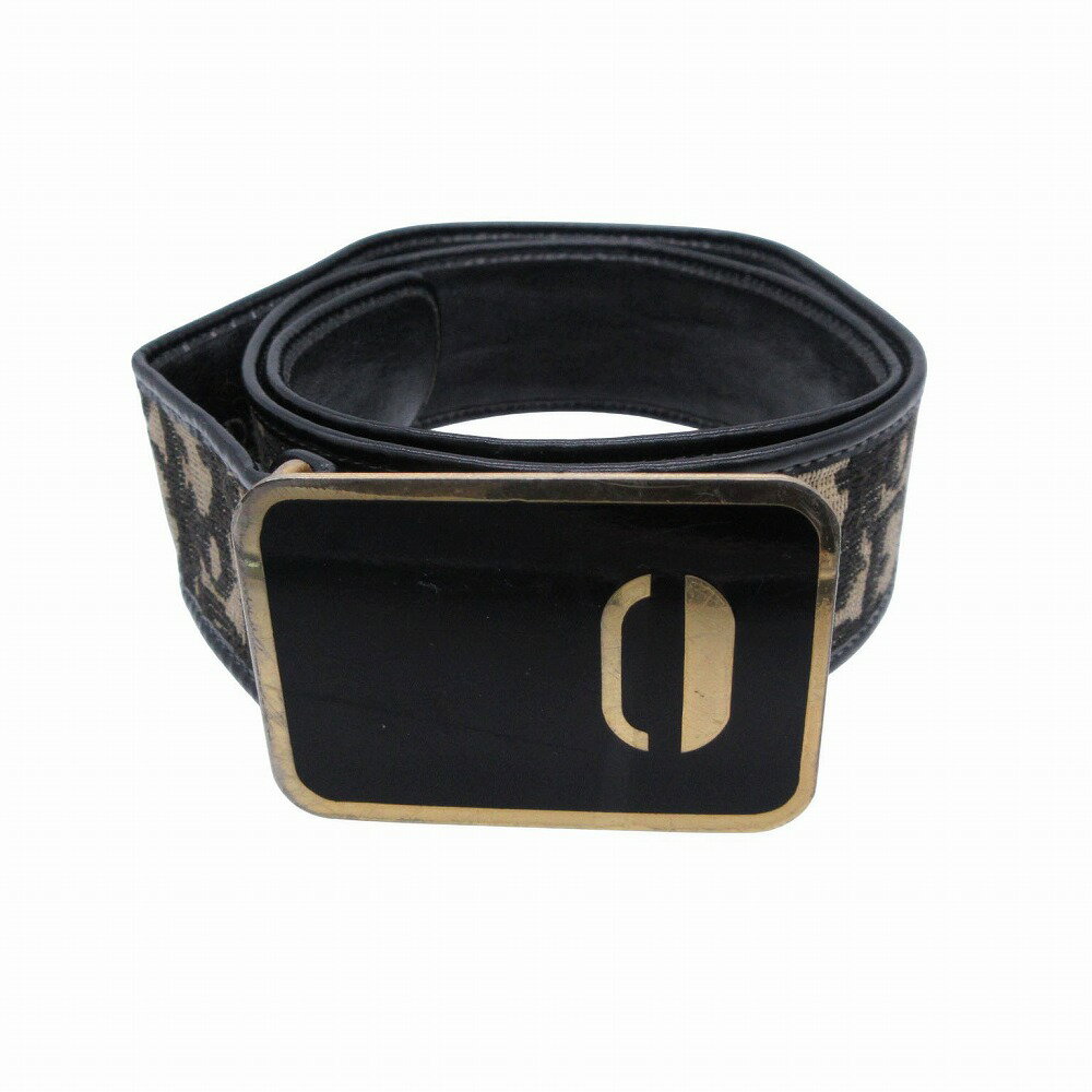 Christian Dior クリスチャンディオール トロッター柄 スクエアバックル ブラック サイズ79 レディース 【中古】