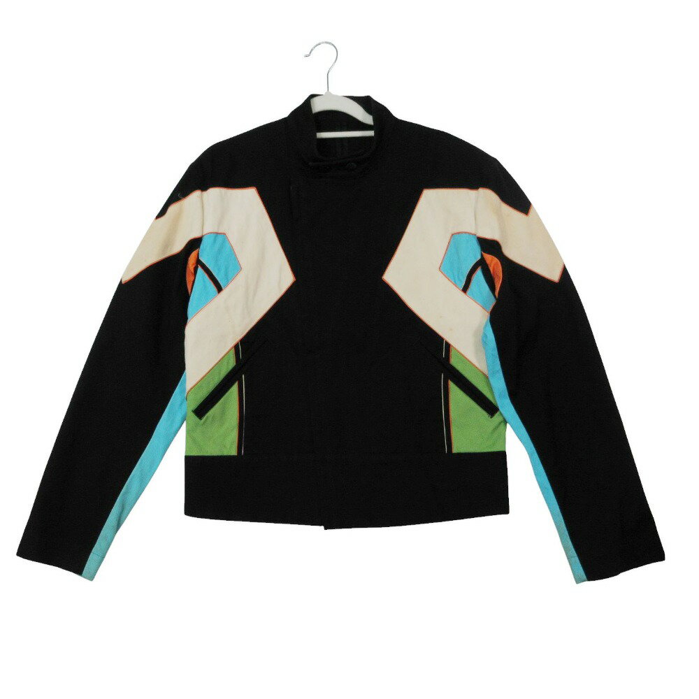 Paul Smith Collection ポールスミス コレクション コットン シングル ライダース ジャケット ブルゾン 配色 M 黒 メンズ 【中古】