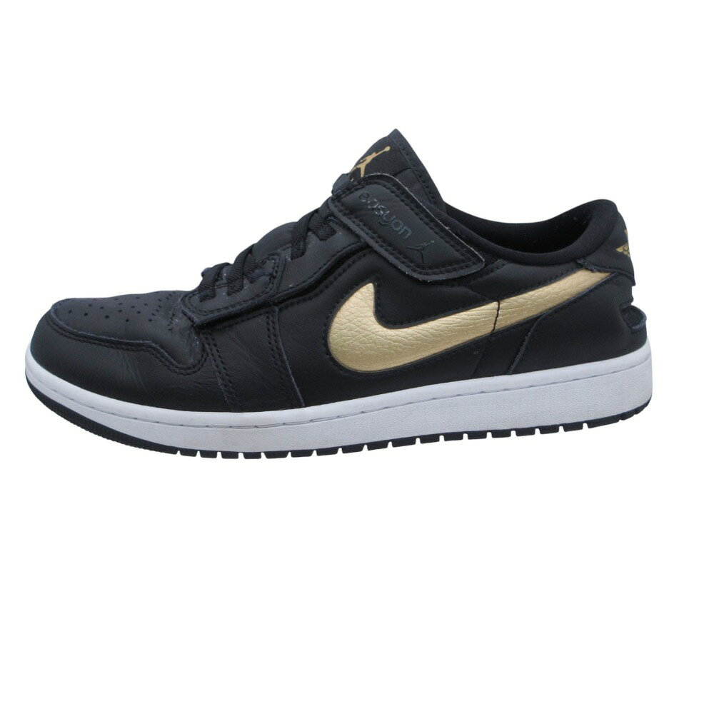 ナイキ NIKE Air Jordan 1 Low FlyEase Black DM1206-071 スニーカー シューズ 靴 27.5cm ゴールド メンズ 【中古】