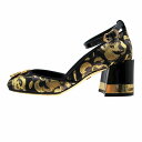 美品 DOLCE&GABBANA ドルチェアンドガッバーナ Gロゴ フラワージャガード パンプス チャンキーヒール サイズ22.5cm 【中古】