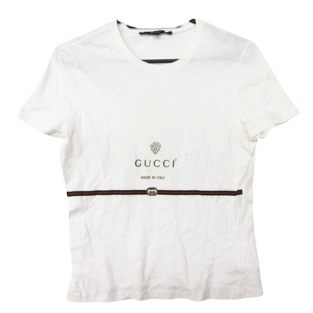 GUCCI グッチ　レディース　Tシャツ　半袖　白 Mサイズ GUCCI - グッチ GUCCI ワンポイントロゴ半袖Tシャツ ホワイト コットン