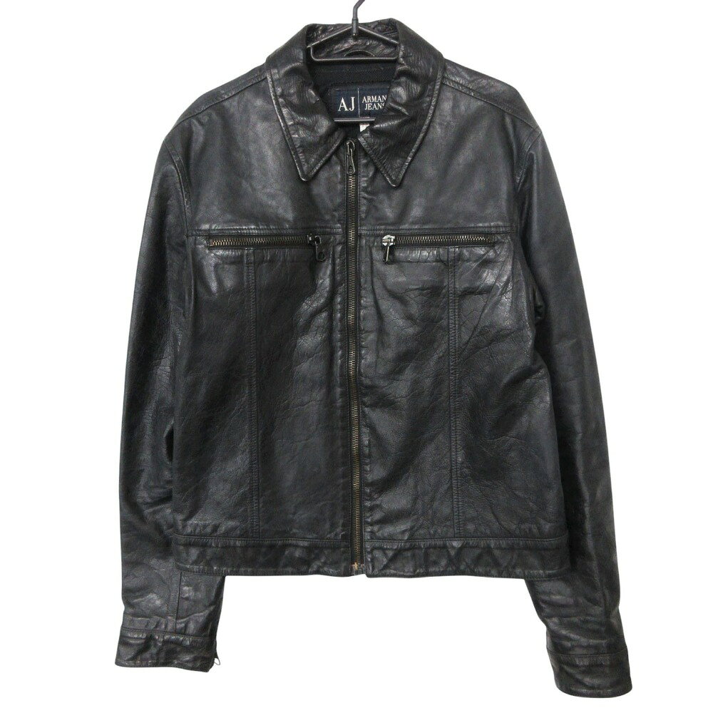 00s ARMANI JEANS レザージャケット　希少カラー　ブルーグレー ARMANI JEANS(アルマーニジーンズ) 00's Eco leather pumping boa