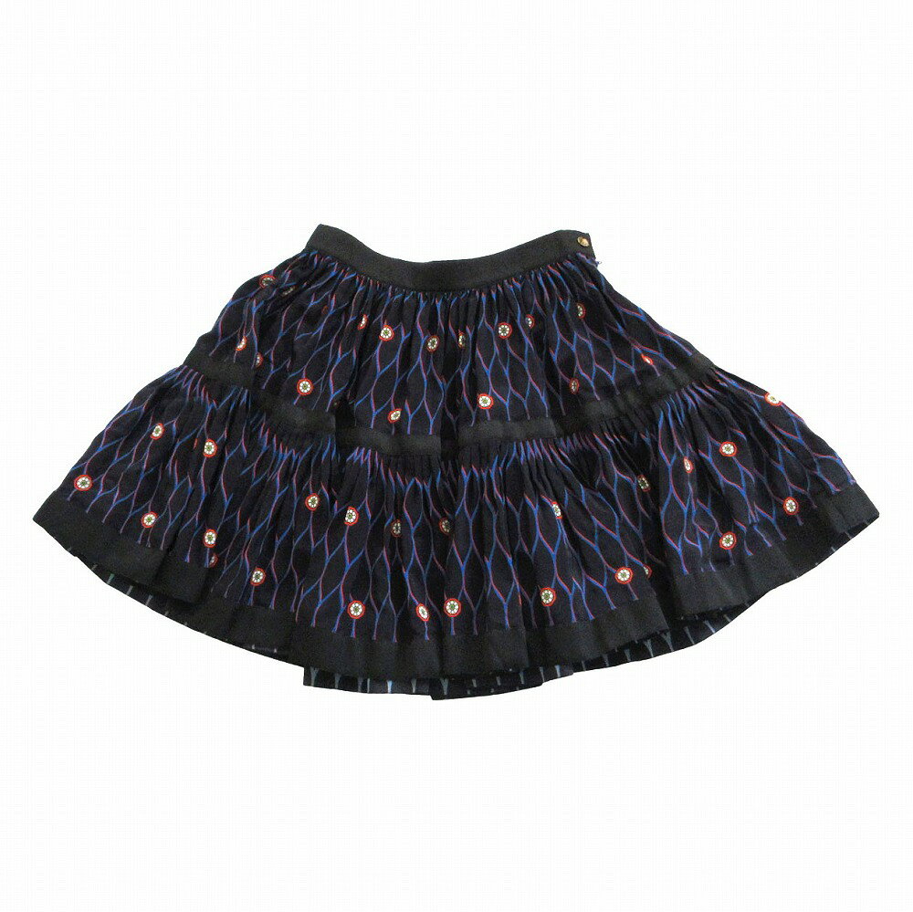 乐天商城 - KENZO H&M ケンゾー スカート 総柄 ギャザー フレアスカート ひざ丈 ネイビー サイズ36 M レディース 【中古】