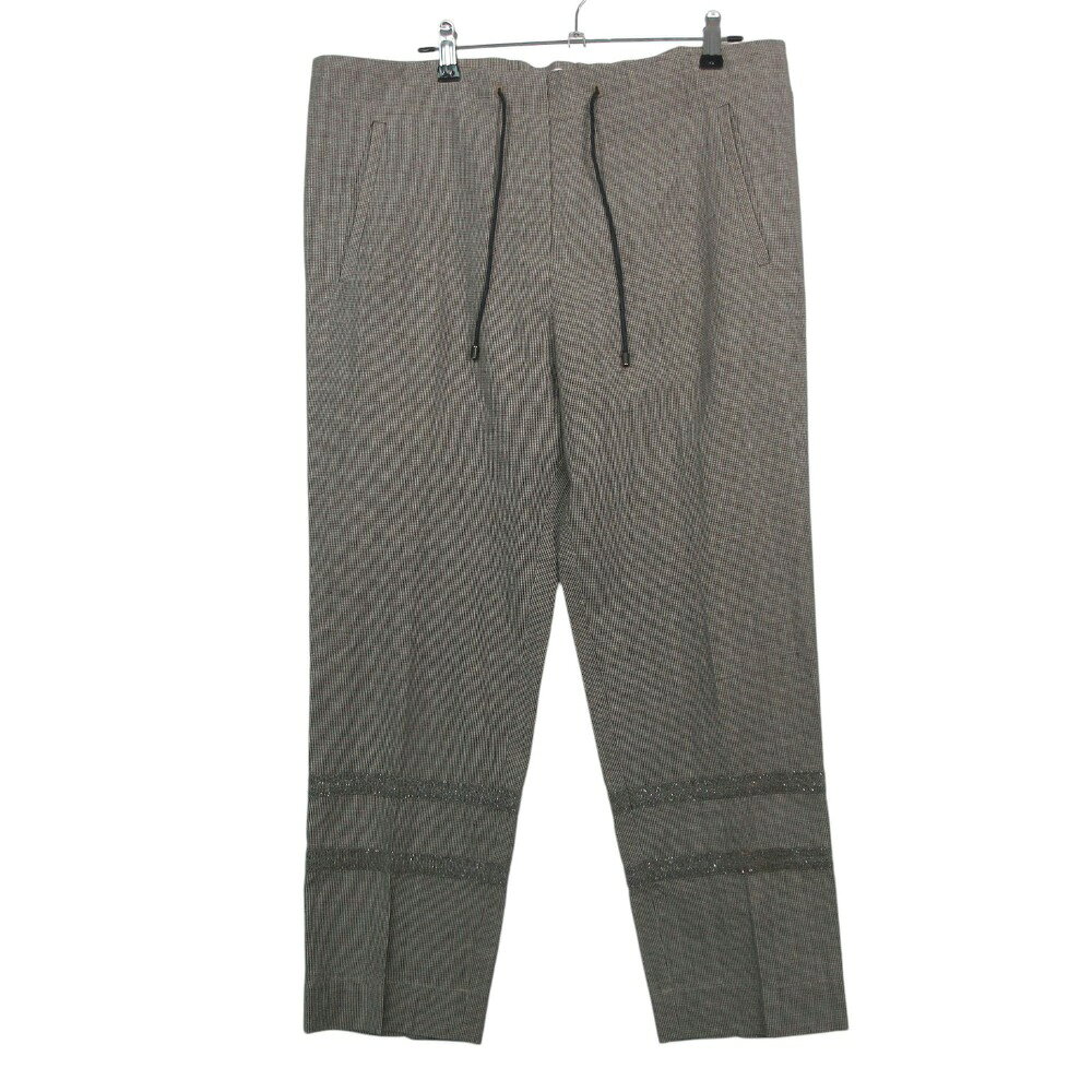 乐天商城 - 美品 BRUNELLO CUCINELLI ブルネロクチネリ リネン混 千鳥柄 モニーレ装飾 イージーテーパードパンツ サイズ42 L レディース 【中古】