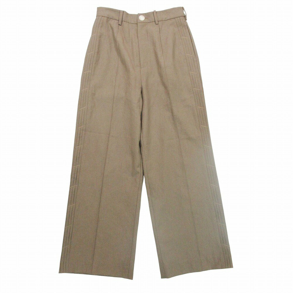 Rakuten - RBS Ray BEAMS レイビームス 22SS サイドピンタックパンツ ボトムス ワイドパンツ ブラウン サイズ1 レディース 【中古】
