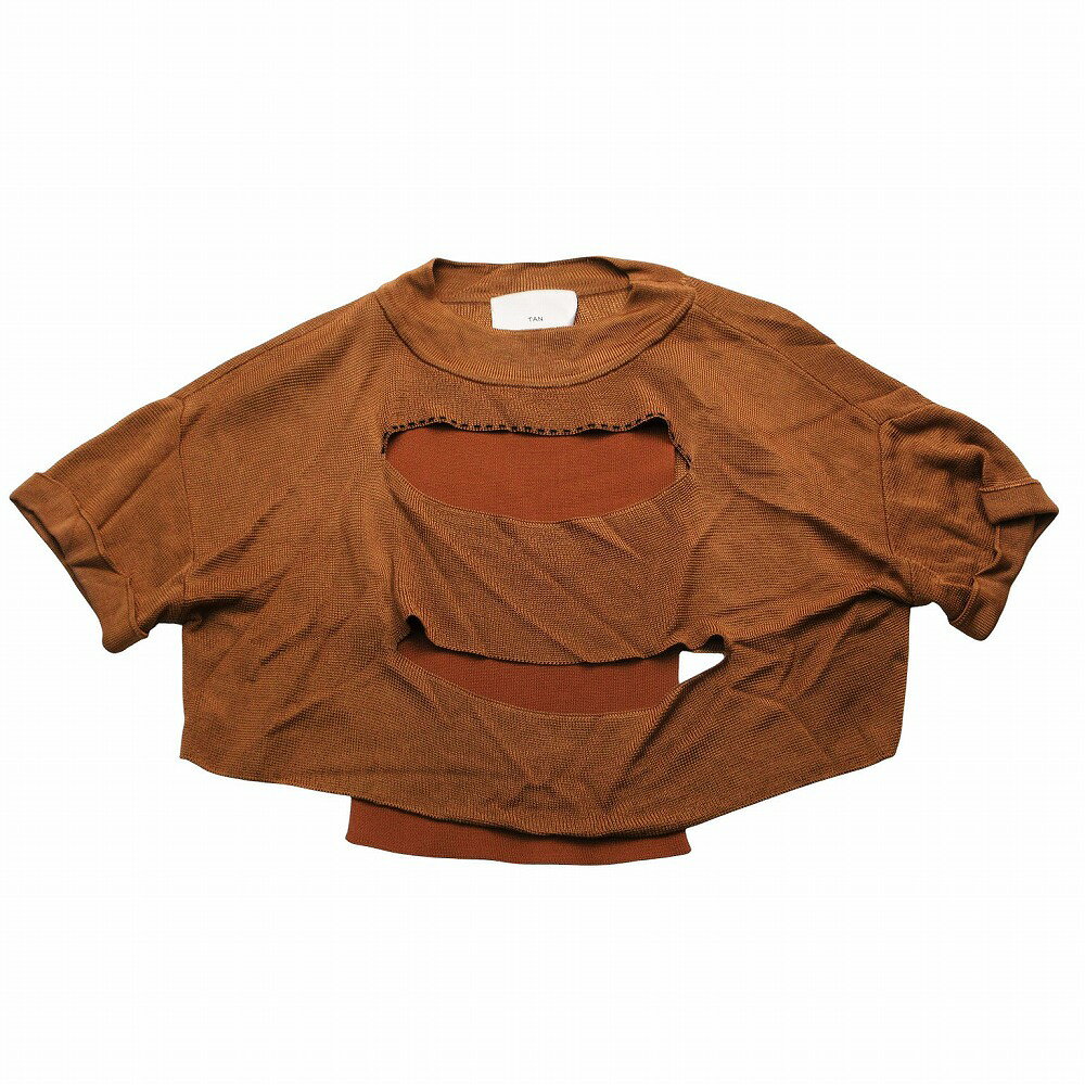 乐天商城 - TAN タン TN21SS003 半袖 クロップド ショート丈 トップス ブラウン サイズF レディース 【中古】