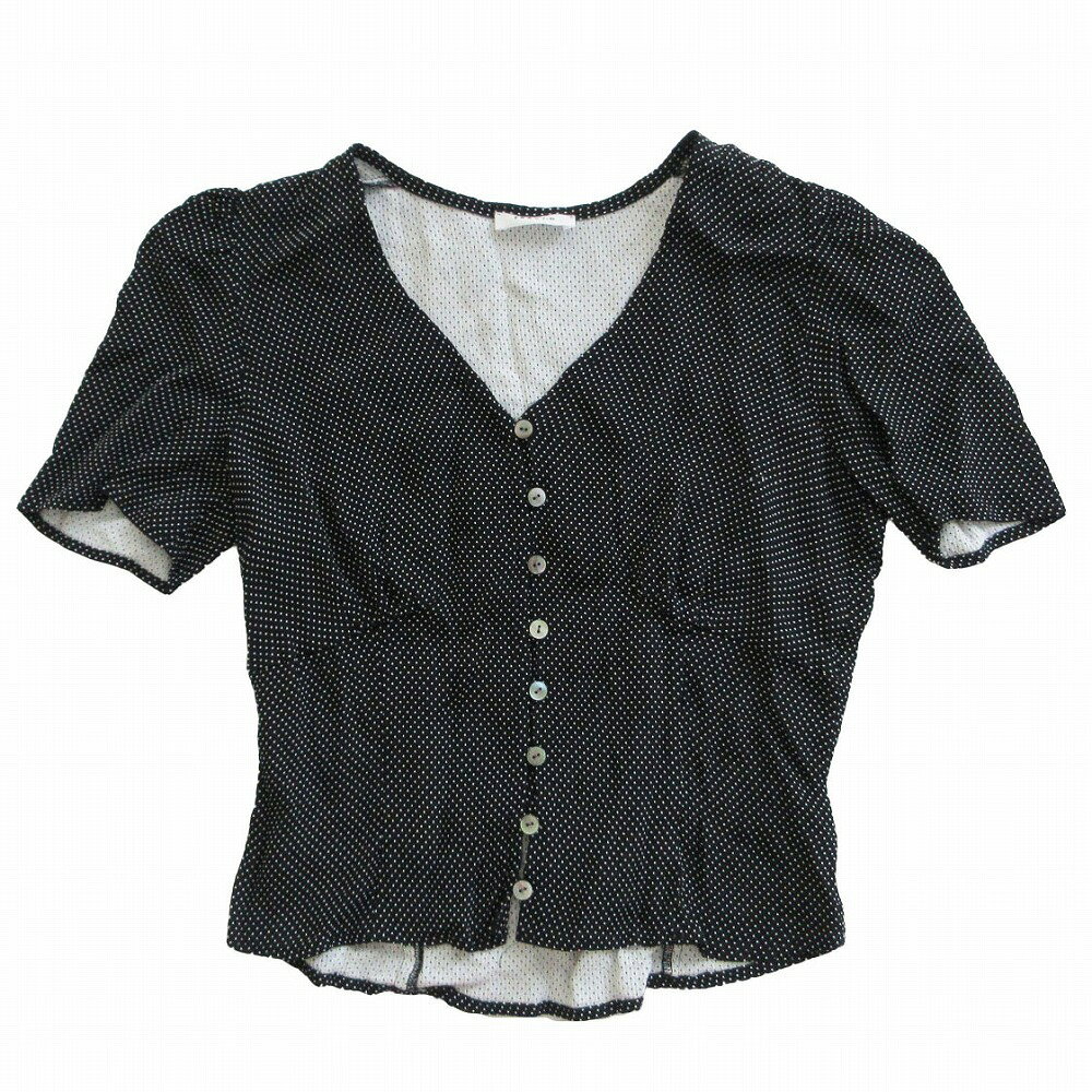 Rakuten - FRAY I.D フレイアイディー 19SS ジャガードブラウス レディース トップス 半袖 ブラック サイズS 【中古】
