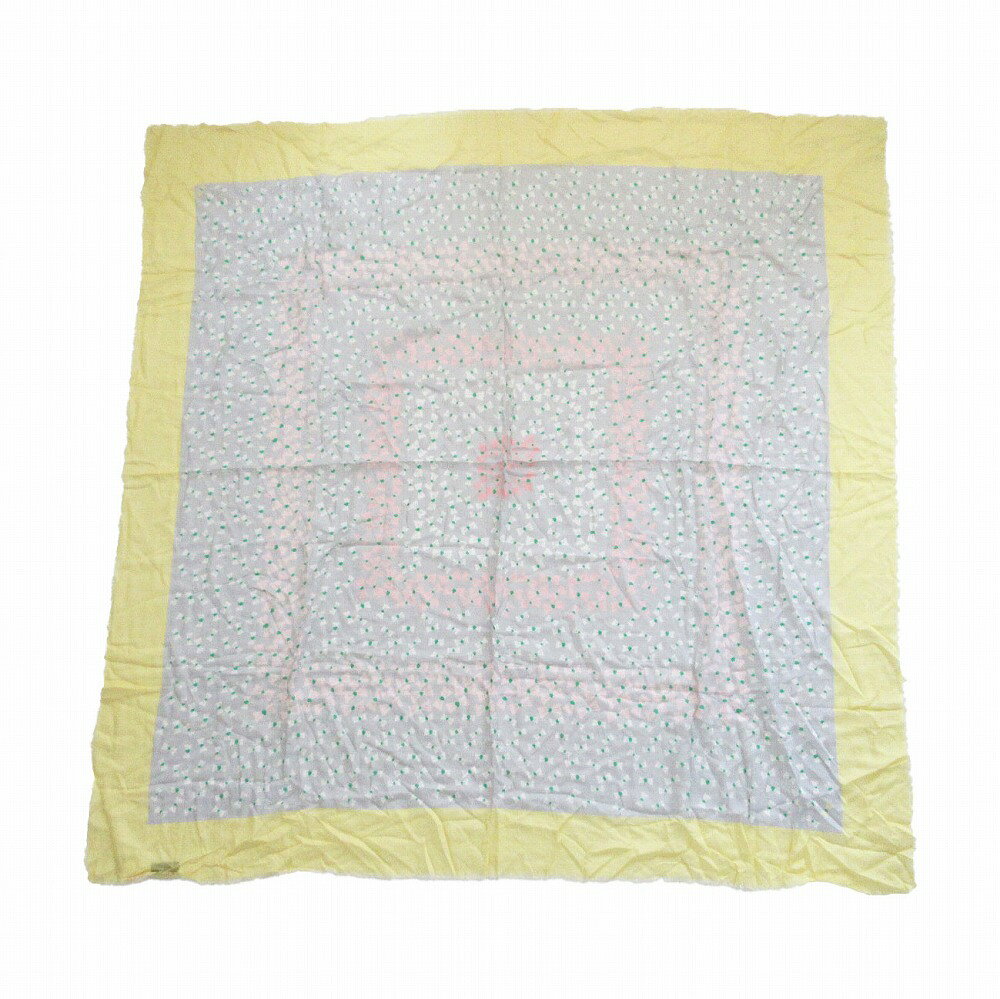 Rakuten - ANAYI アナイ 102415-18-040 ストールリボン柄 フリンジ サイズ140×140cm グレー イエロー レディース 【中古】