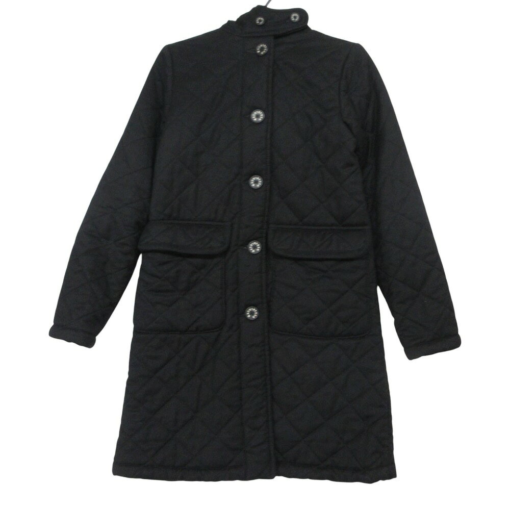 美品 Mackintosh マッキントッシュ 英国製 コート キルティング 中綿入り フーデット ジャケット ロング丈 内ボア アウター ブラック 34【XS】 レディース 【中古】