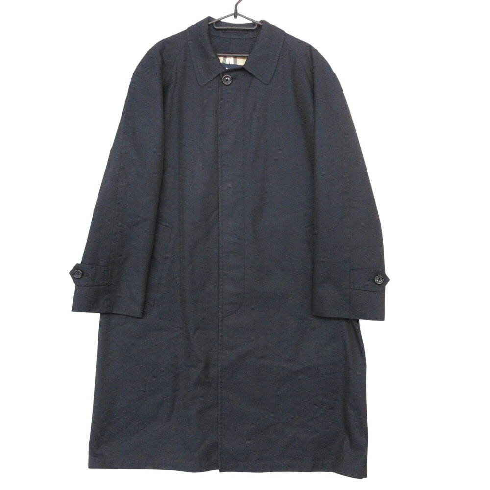 乐天商城 - BURBERRY バーバリー ステンカラーコート バルマカーンコート ジャケット ロング丈 ノバチェック柄 アウター ダークネイビー 94-175-6 メンズ 【中古】