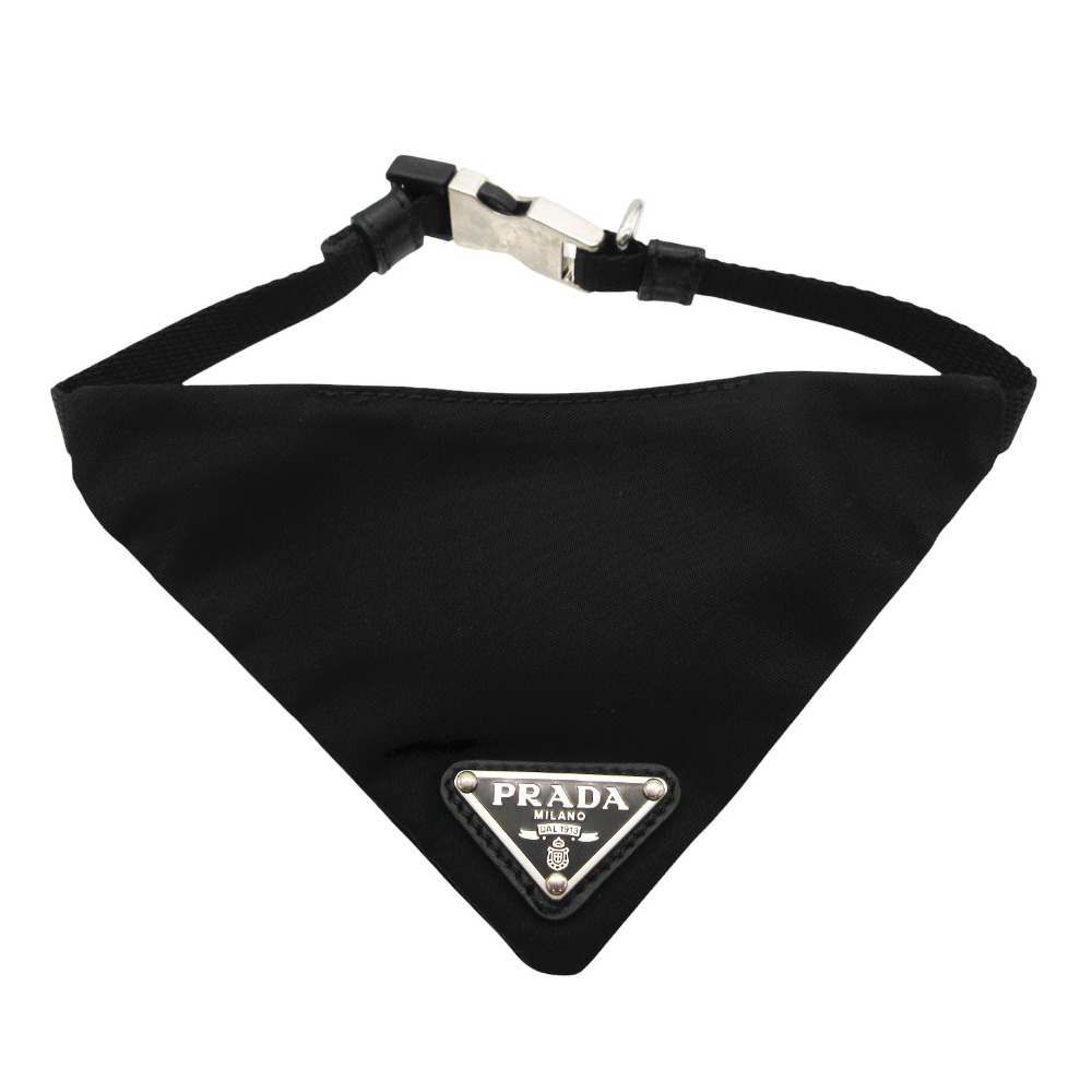 Rakuten - PRADA プラダ アクセサリー Re-Nylon テスートナイロン トライアングルロゴ ペットカラー 首輪 ブラック メンズ レディース 【中古】
