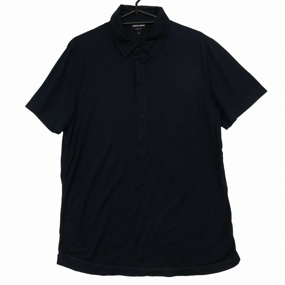 GIORGIO ARMANI ジョルジオアルマーニ ポロシャツ コットン プルオーバー カットソー トップス ネイビー 48【M】 メンズ 【中古】