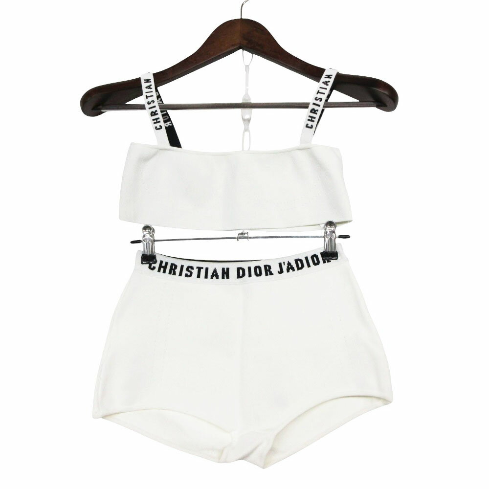 Christian Dior クリスチャンディオール その他セット ロゴ入り ニット ブラトップ インナーウェア トップス ボトムス パンツ セット ホワイト S レディース 【中古】
