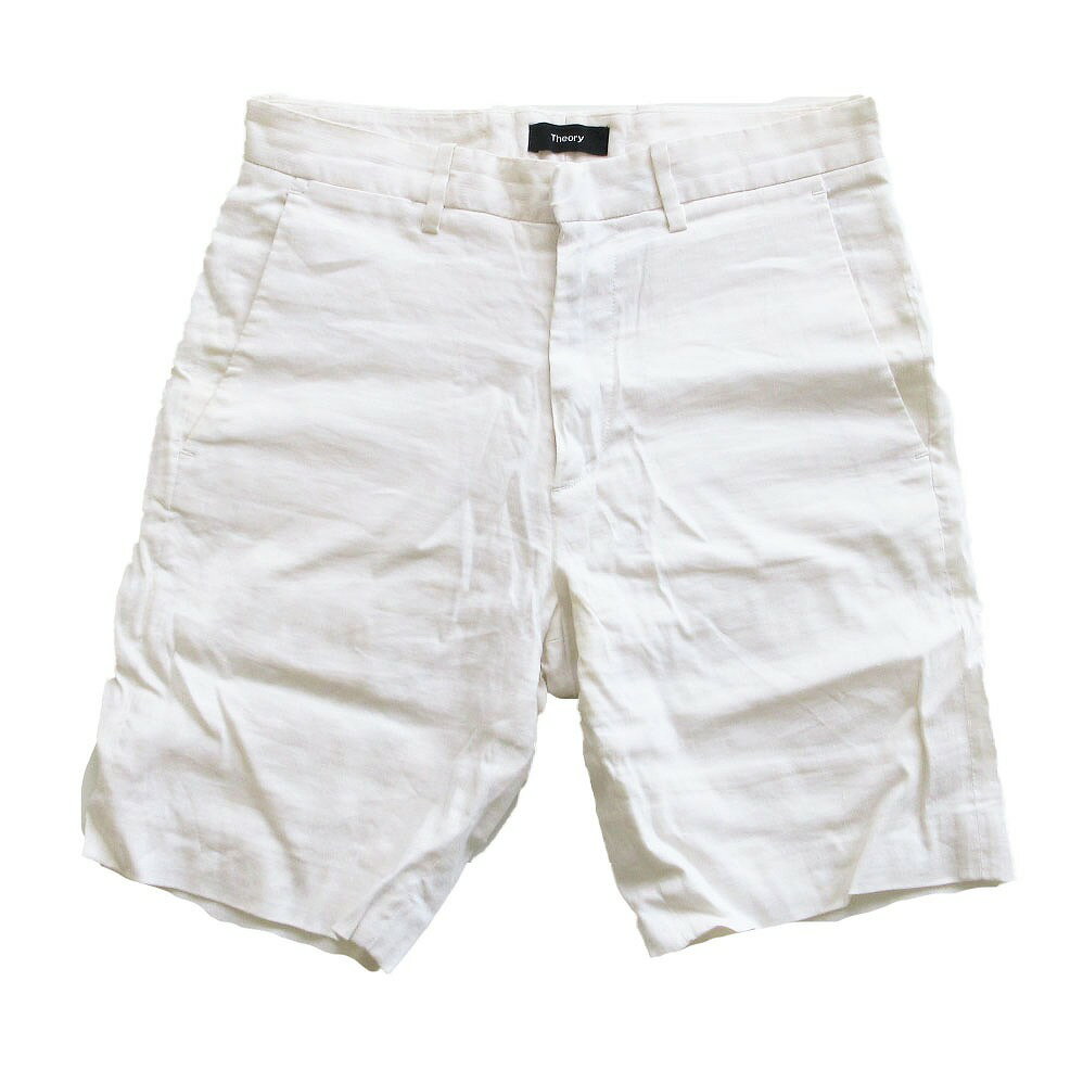 Rakuten - theory セオリー ショートパンツ ZAINE ORGANIC CRUNCH ショーツ ハーフパンツ リネン混 ホワイト 28 レディース 【中古】