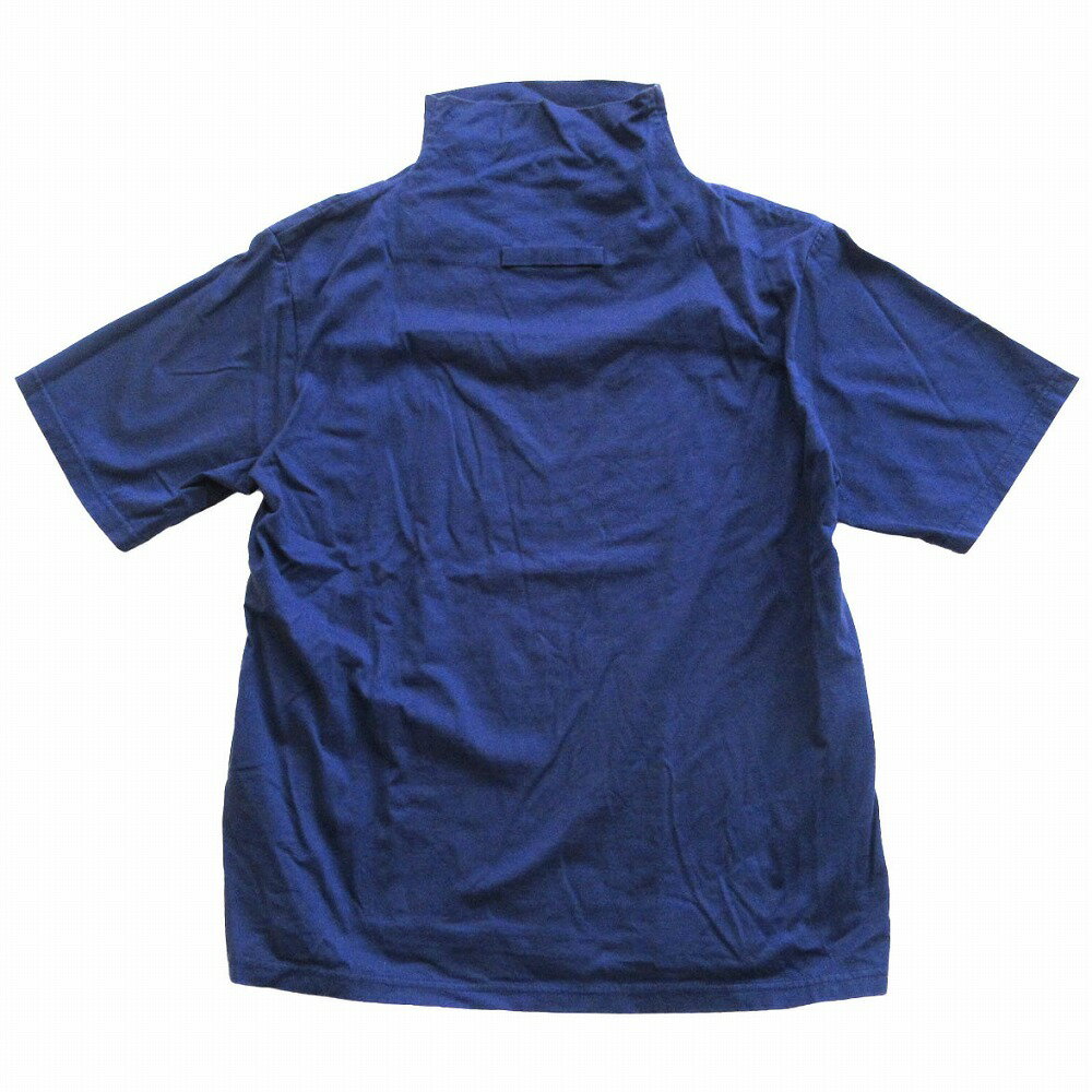 乐天商城 - ETHOSENS エトセンス 半袖Tシャツ ハイネック ロゴ 刺繍 カットソー プルオーバー トップス ネイビー メンズ レディース 【中古】