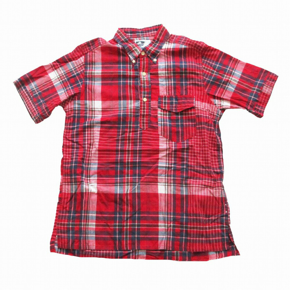 Rakuten - Engineered Garments エンジニアードガーメンツ 半袖シャツ チェック プルオーバー カットソー B.D. ボタンダウン プレイド トップス レッド M メンズ 【中古】
