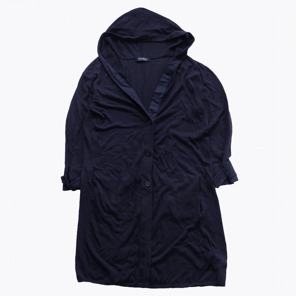 乐天商城 - MAX MARA マックスマーラ エスマックスマーラ カーディガン フーデット コットン リネン 長袖 トップス ネイビー M レディース 【中古】