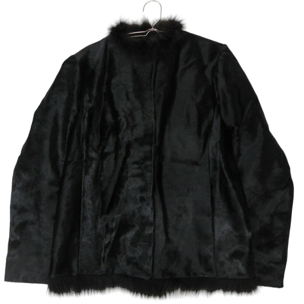 Rakuten - PRADA プラダ コート ハラコ フォックス ファー ジャケット アウター ブラック 38【M】 レディース 【中古】