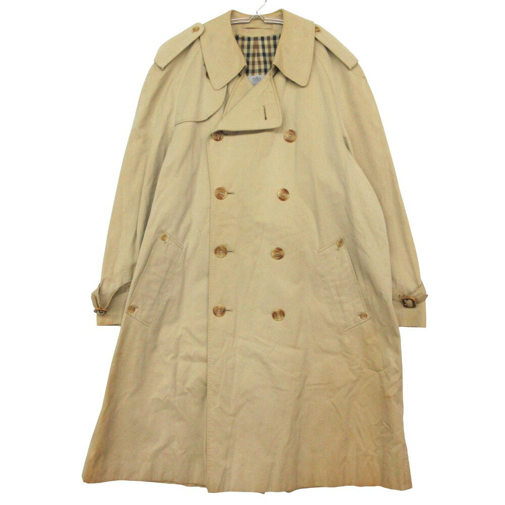 乐天商城 - Aquascutum アクアスキュータム トレンチコート クラブチェック柄裏地 アウター ベージュ メンズ 【中古】