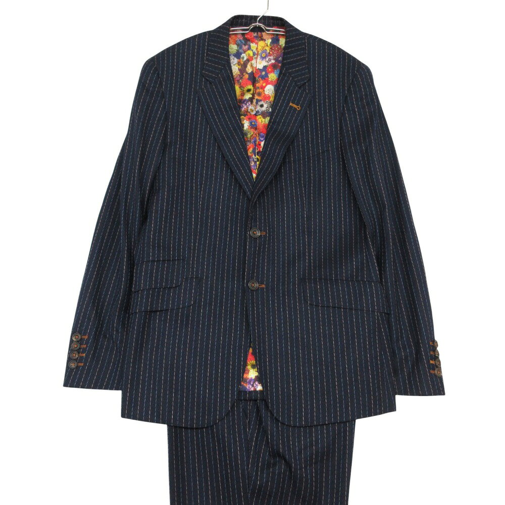 Rakuten - PAUL SMITH COLLECTION ポールスミスコレクション スーツ individual order ストライプ フラワー 総裏地 セットアップ ノッチドラペル ネイビー 表記なし メンズ 【中古】