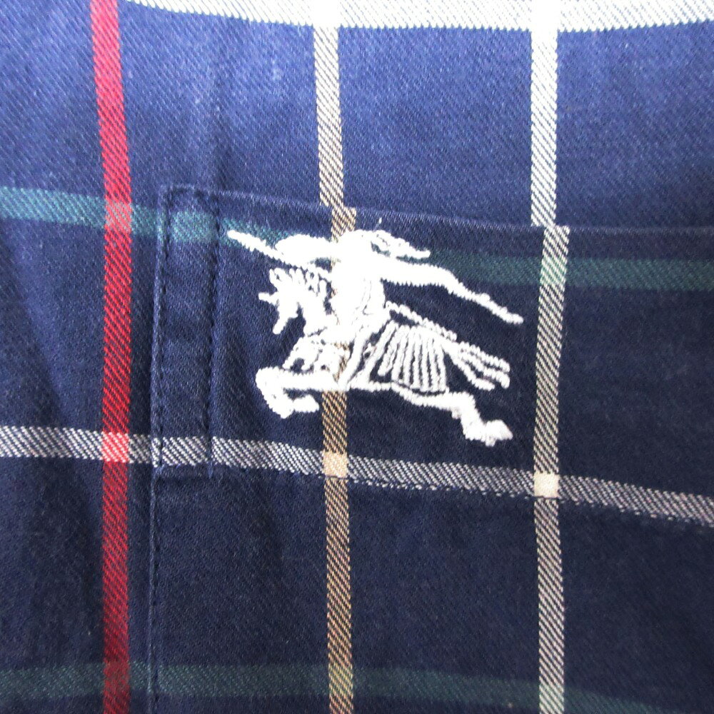 BURBERRY バーバリー 長袖シャツ ノバチェック柄 ホースロゴ刺繡 ワンポイント トップス ブルー 37 S メンズ 中古 comradebarge-10014876 コムレイドバージ楽天市場店 サンプル画像3