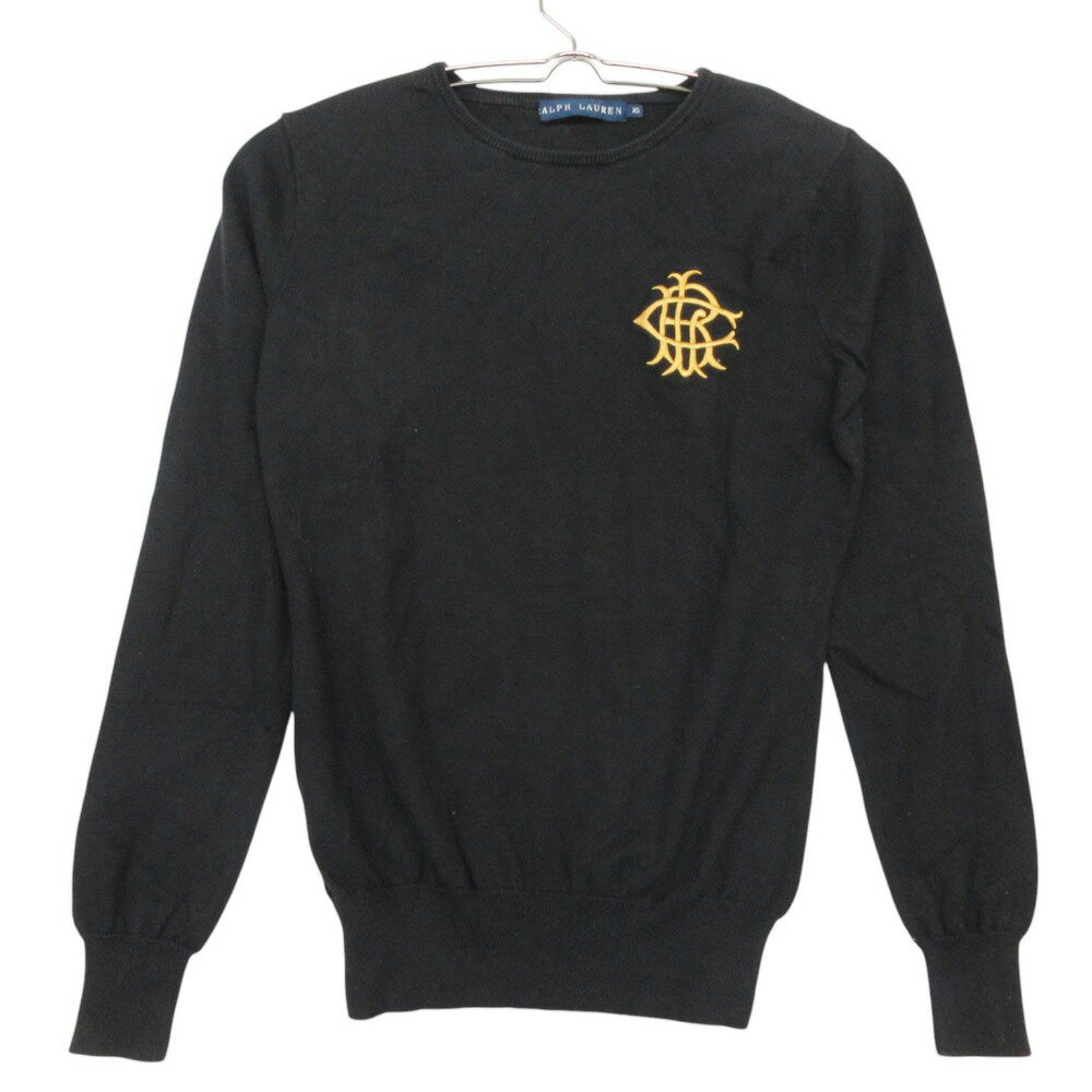 乐天商城 - RALPH LAUREN ラルフローレン ニット ロゴ刺繡 セーター プルオーバー トップス 長袖 ブラック XS レディース 【中古】