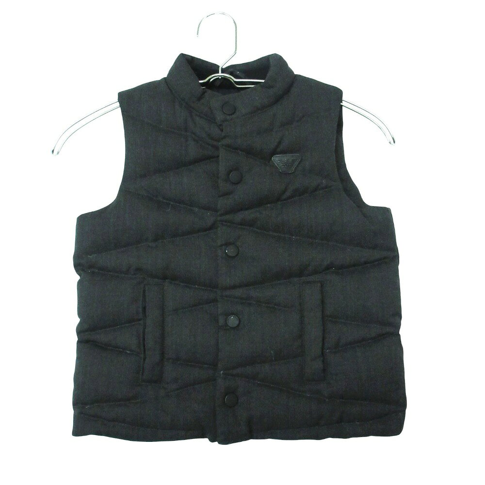 Rakuten - Emporio Armani エンポリオ・アルマーニ ベスト ウール エンブレムロゴワンポイント ダウンベスト アウター グレー 2-4 4A(110cm) 【中古】