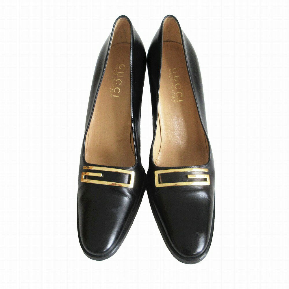 乐天商城 - GUCCI グッチ パンプス レザー Gバックル ハイヒール ブラック 36.5 23.5cm レディース 【中古】