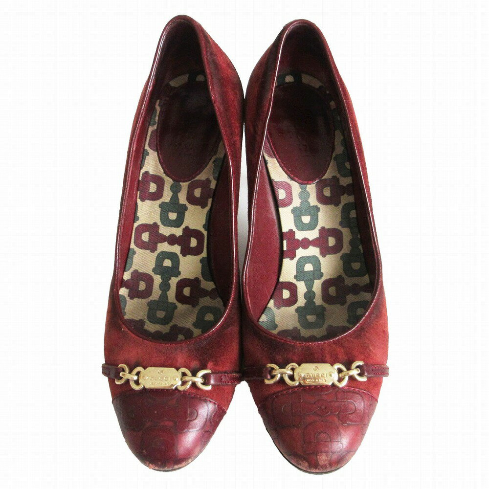 GUCCI グッチ パンプス スエード ロゴ