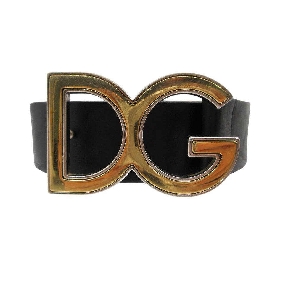 DOLCE & GABBANA - DOLCE&GABBANA ドルチェアンドガッバーナ ベルト DGロゴバックル レザーベルト ブラック 95/38 【中古】