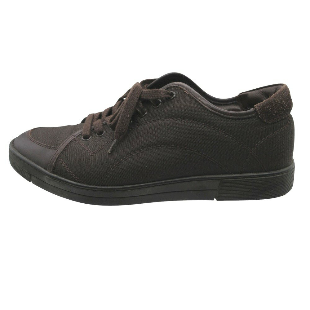 Rakuten - Salvatore Ferragamo サルヴァトーレフェラガモ スニーカー ナイロンキャンバス レザー切替 シューズ レースアップ ブラウン 6.5EEE 24.5cm メンズ 【中古】