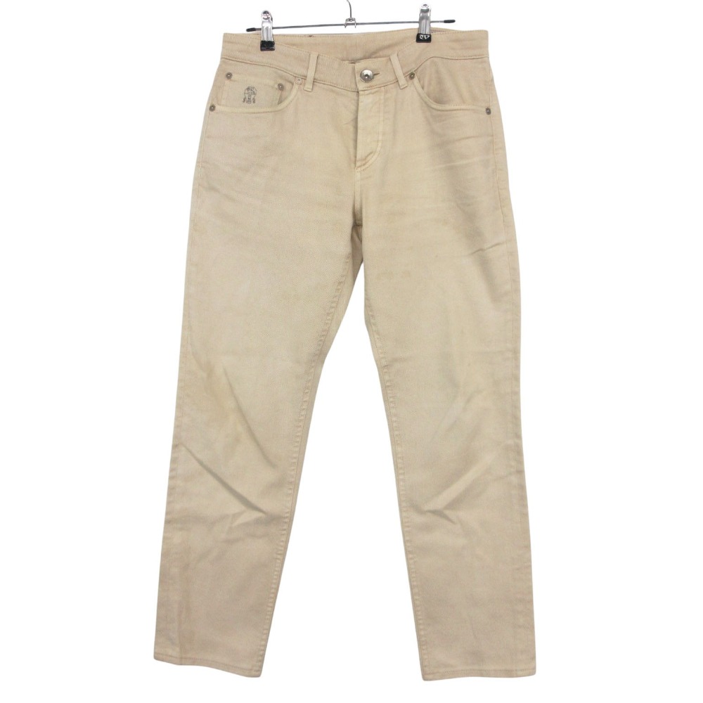 Rakuten - Brunello Cucinelli ブルネロクチネリ パンツ ロゴポケット トラディショナルフィット デニムパンツ ジーンズ ボトムス ライトベージュ 44【S】 メンズ 【中古】