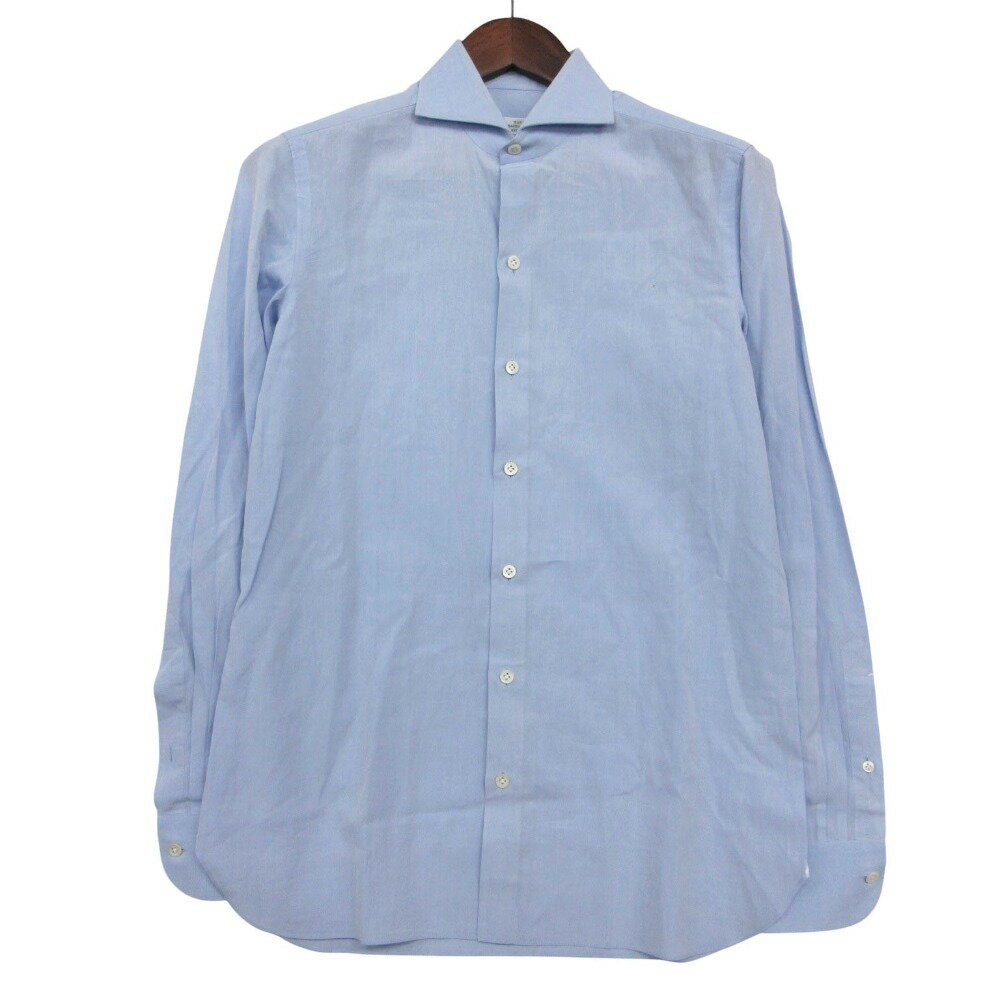 Rakuten - BORRIELLO NAPOLI ボリエッロ 長袖シャツ SUPER SAKELLARIDIS EXCLUSIVE スーパーエグゼクティブ ワイドカラー ワイシャツ ドレスシャツ トップス ライトブルー 39/15【M】 メンズ 【中古】